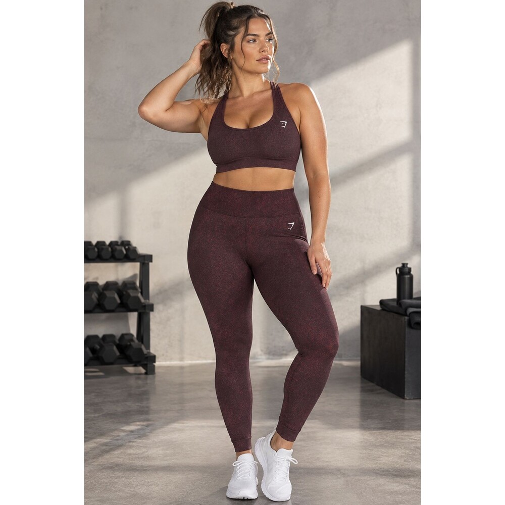 Gymshark Women's XL Burgundy Maroon Speckled High Rise Leggings Athletic Workout